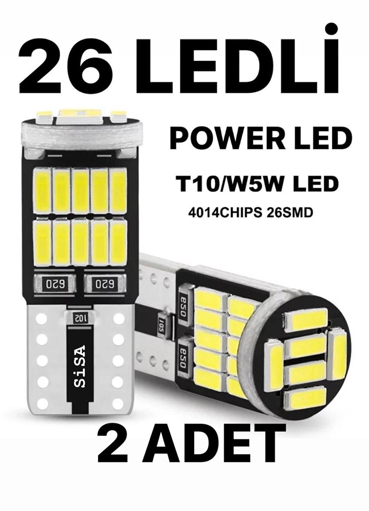 T10 Led 26 Ledli W5w Canbus Metal Ultra Power Beyaz Park Plaka Tavan Ampulü