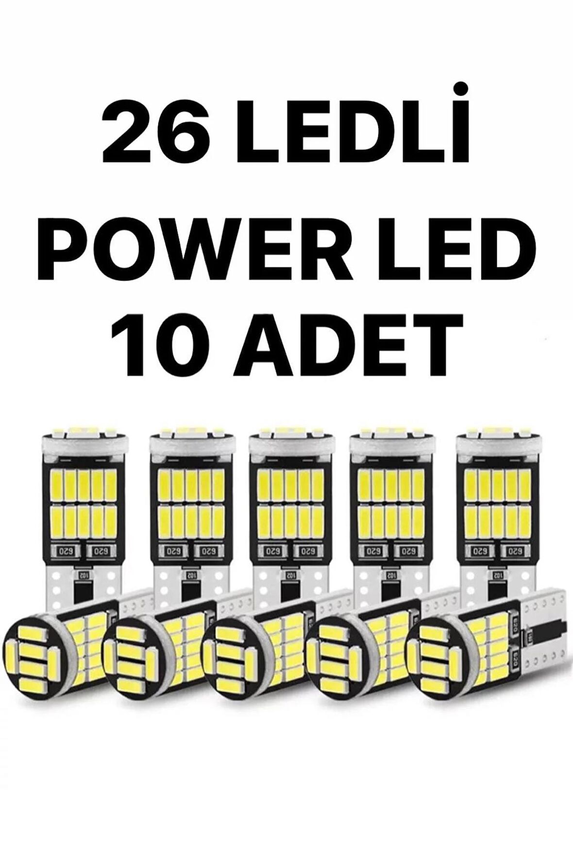 T10 Led 26 Ledli 10 Adet W5w Metal Ultra Power Beyaz Park Plaka Tavan Ampulü