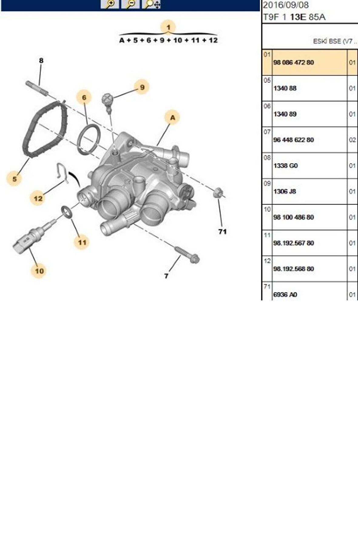 Termostat 308 508 C4 C8 (9808647280)