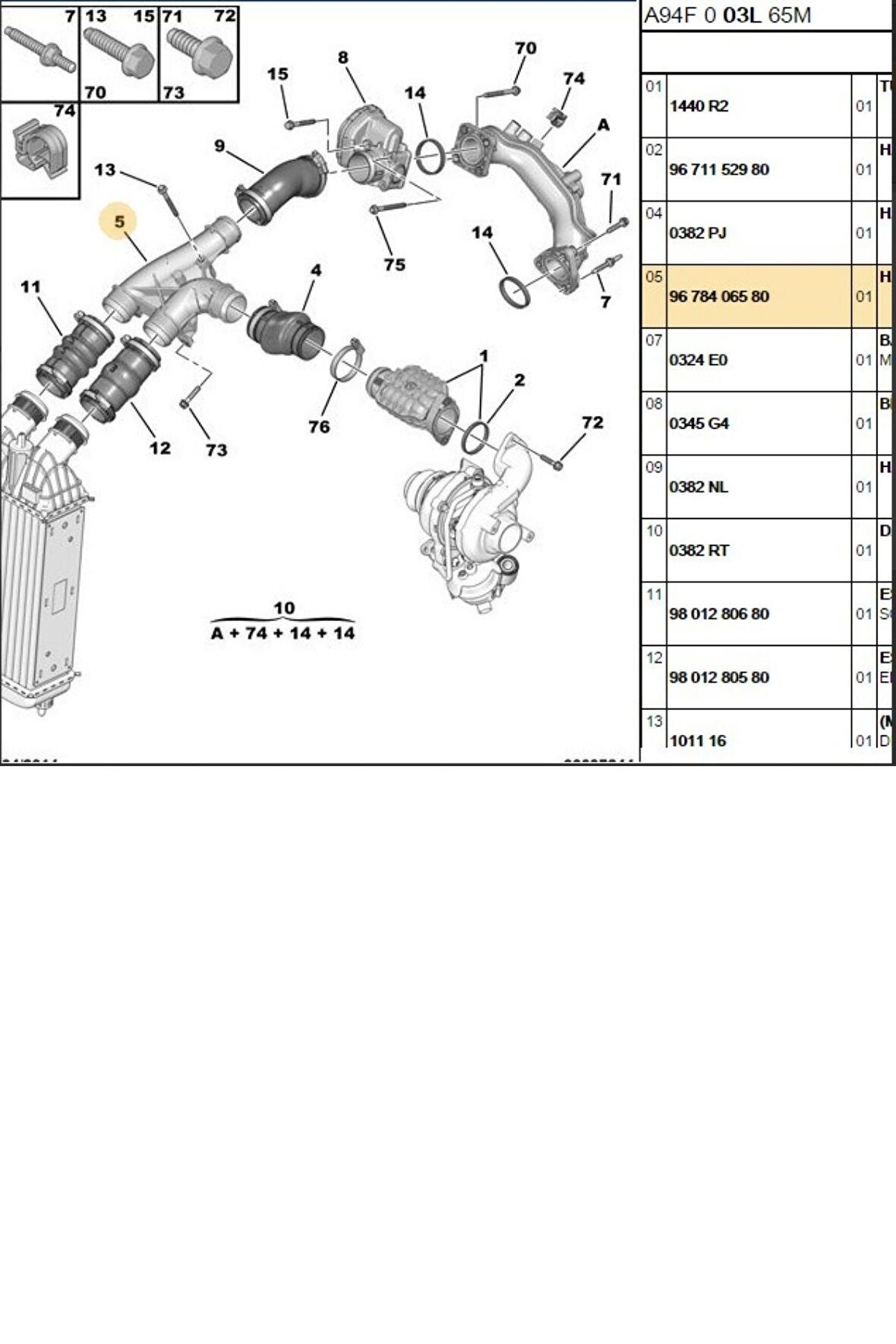 Turbo Hava Dozörü 207 208 301 308 508 Partner Tepee C3 C4 (9678406580)