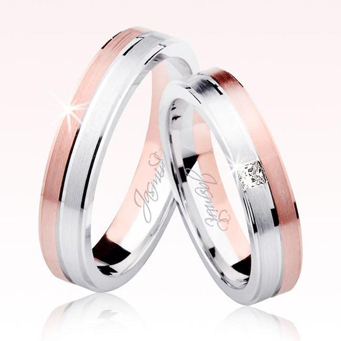 Rose Beyaz Altın Alyans 2601-2