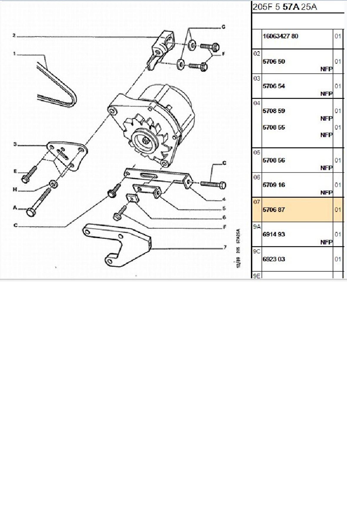 Alternatör Ayak 205 306 Partner (5706.87)