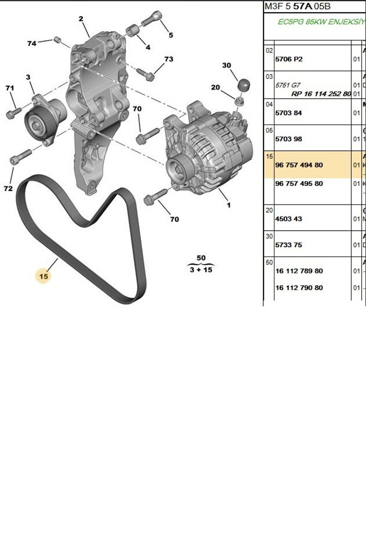 V Kayışı 301 C5 (9675749480-6PK1035)