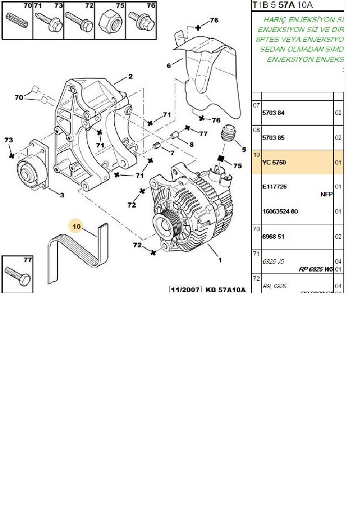 V Kayışı Partner 206 (5750.YC-6PK1454)