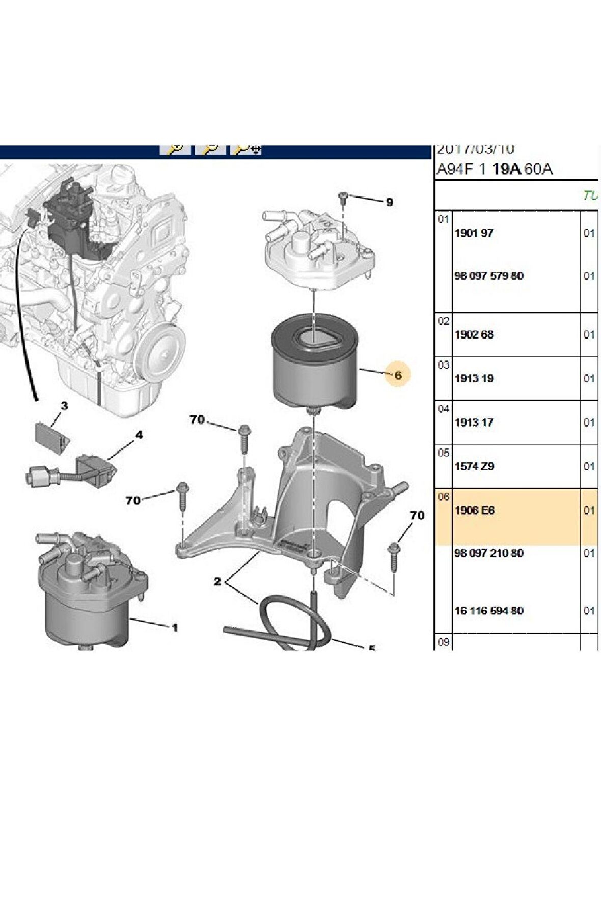 Mazot Filtresi DV6 (1.6 HDİ) EURO5 301 308 407 508 C4 C5 C-ELYSEE