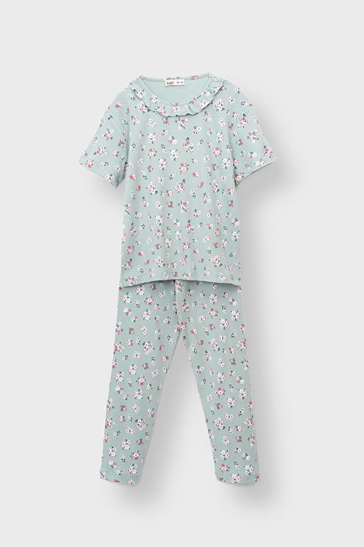 Flowering Kısa Kollu Çiçek Desenli Kız Çocuk Pijama Takımı