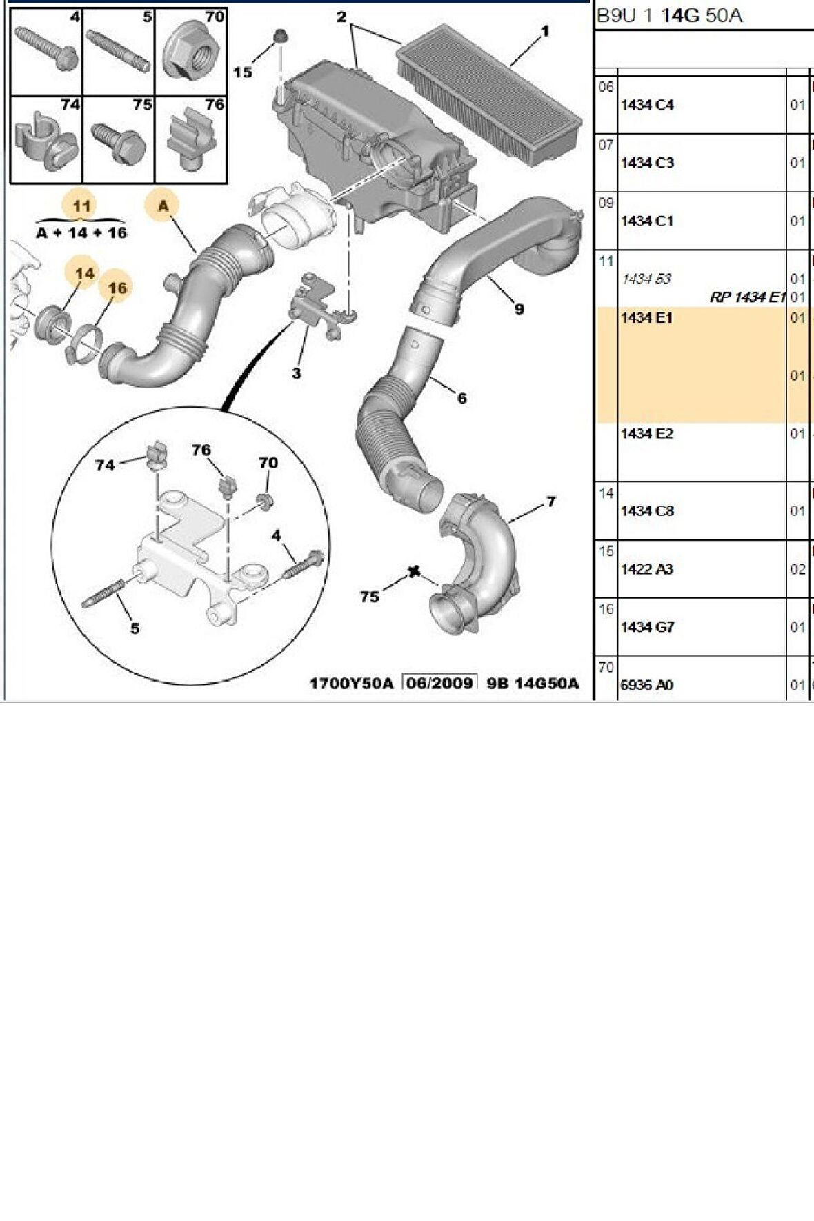 Turbo Ara Hortum 207 307 308 3008 407 5008 Partner Tepee Expert C3 C4 C5 Berlingo (1434.E1-Y32163)