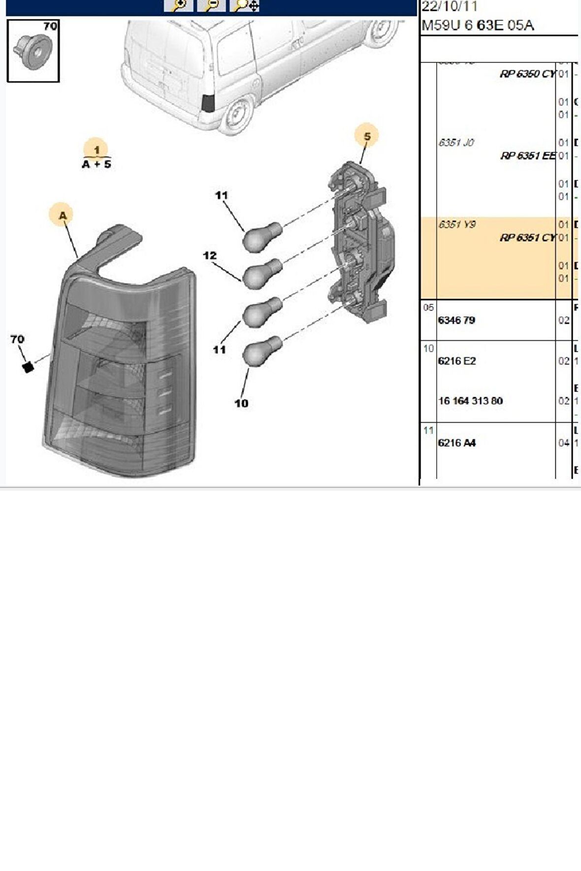 Sağ Stop Tek Kapı DW8 Partner Berlingo 05>07 (511126-5521925R-6351Y9-P4200)
