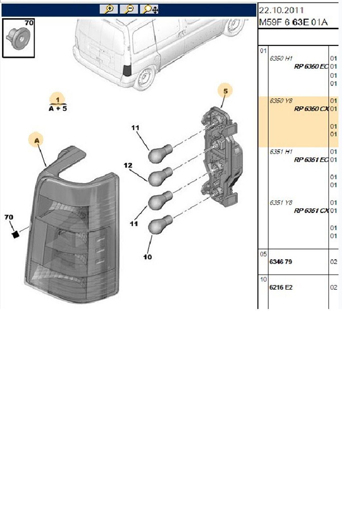 Sağ Stop Çift Kapı DW8 Partner berlingo 05>07 (511122-6350CX)