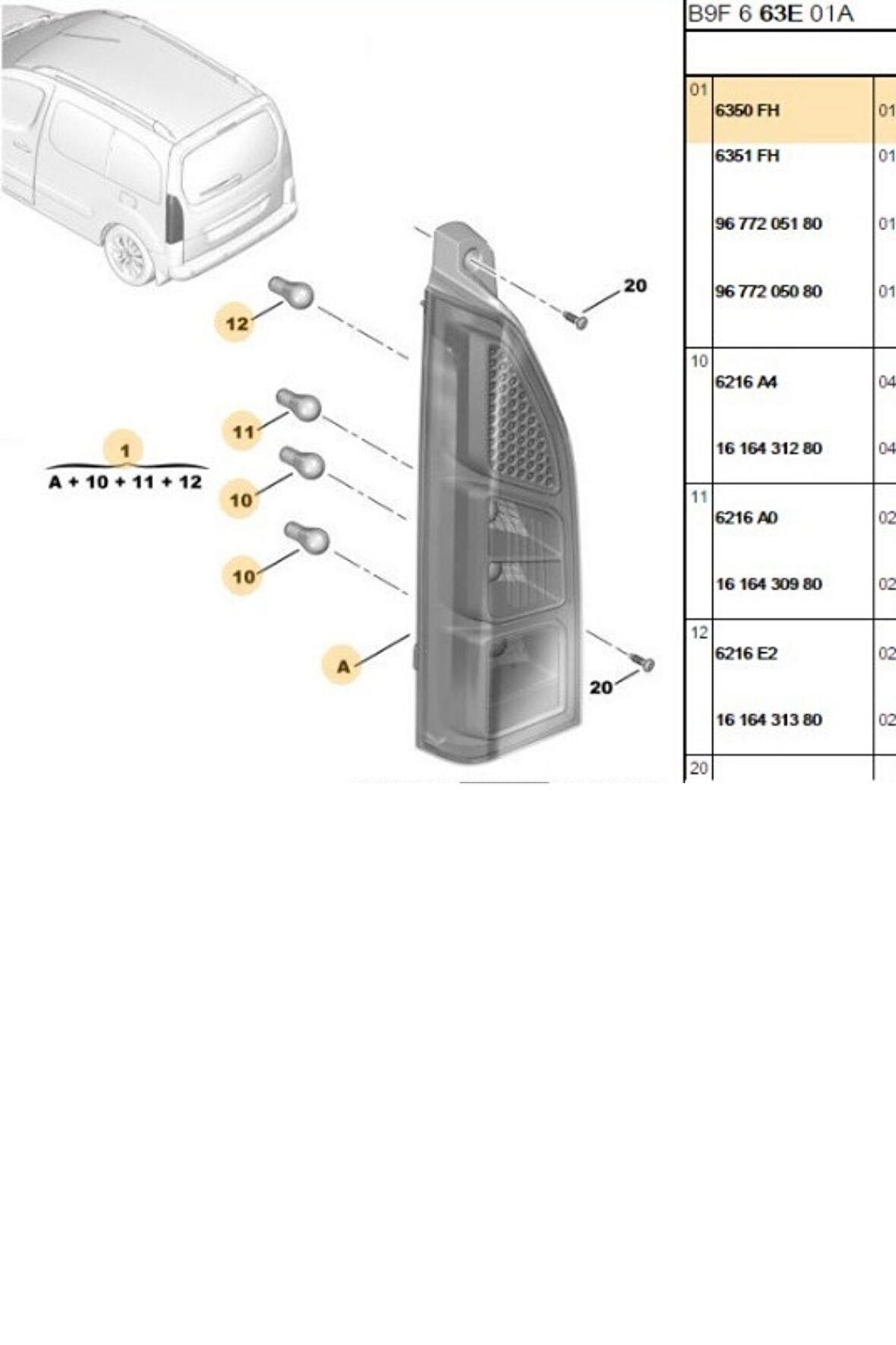 Sol Stop Tek Kapı Partner Tepee  (6350FH-5521933L)