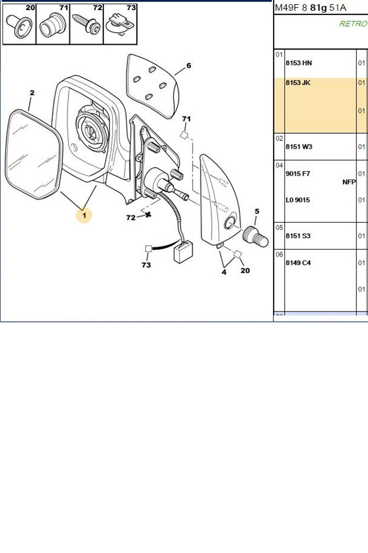 Sol Ayna Mekanik Partner Berlingo 02>07 (E0971-M0122240-8153.JK)