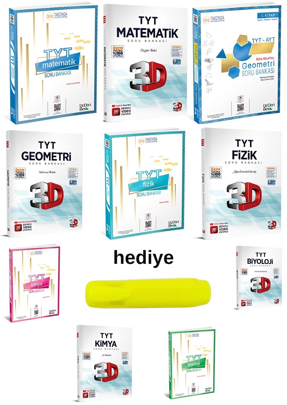 3D ve Üçdörtbeş TYT Sayısal Soru Bankası Seti 10 Kitap