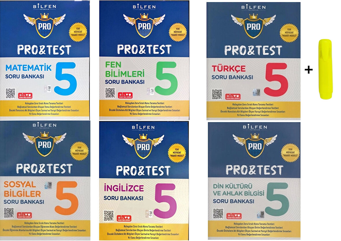 Bilfen 5. Sınıf Protest Matematik Fen Türkçe Sosyal İngilizce Din Soru Bankası Seti