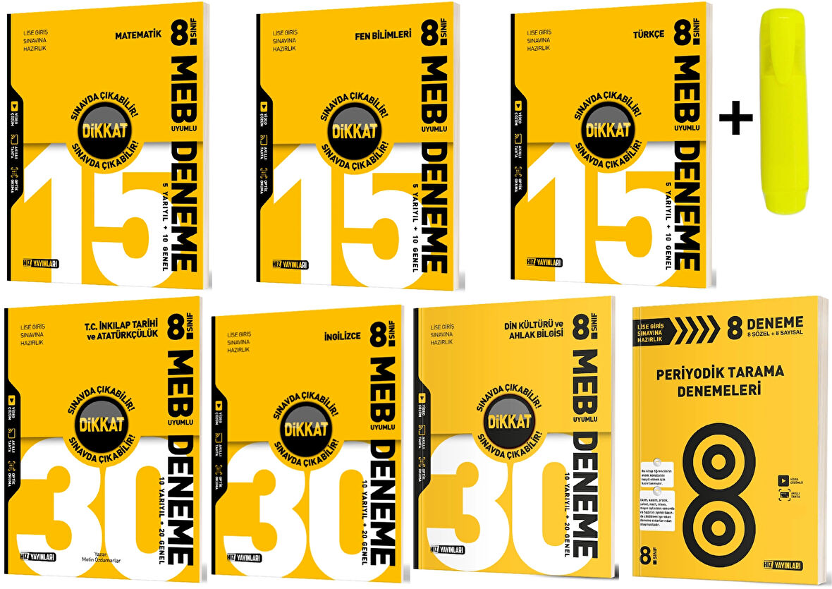 Hız Yayınları Hız 8. Sınıf Tüm Dersler Deneme Seti 7 Kitap Yeni