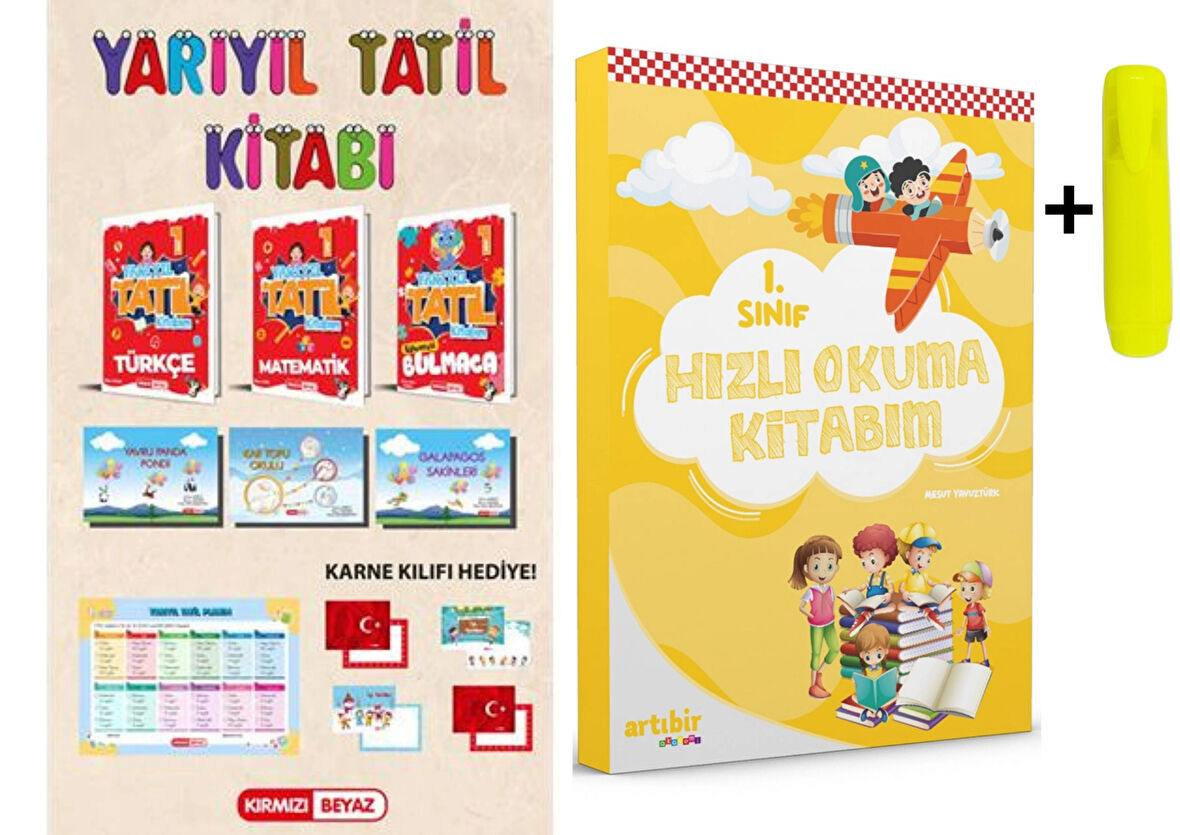 Kırmızı Beyaz 1. Sınıf Yarıyıl Tatil Kitabım Hediyeli Seti Yeni