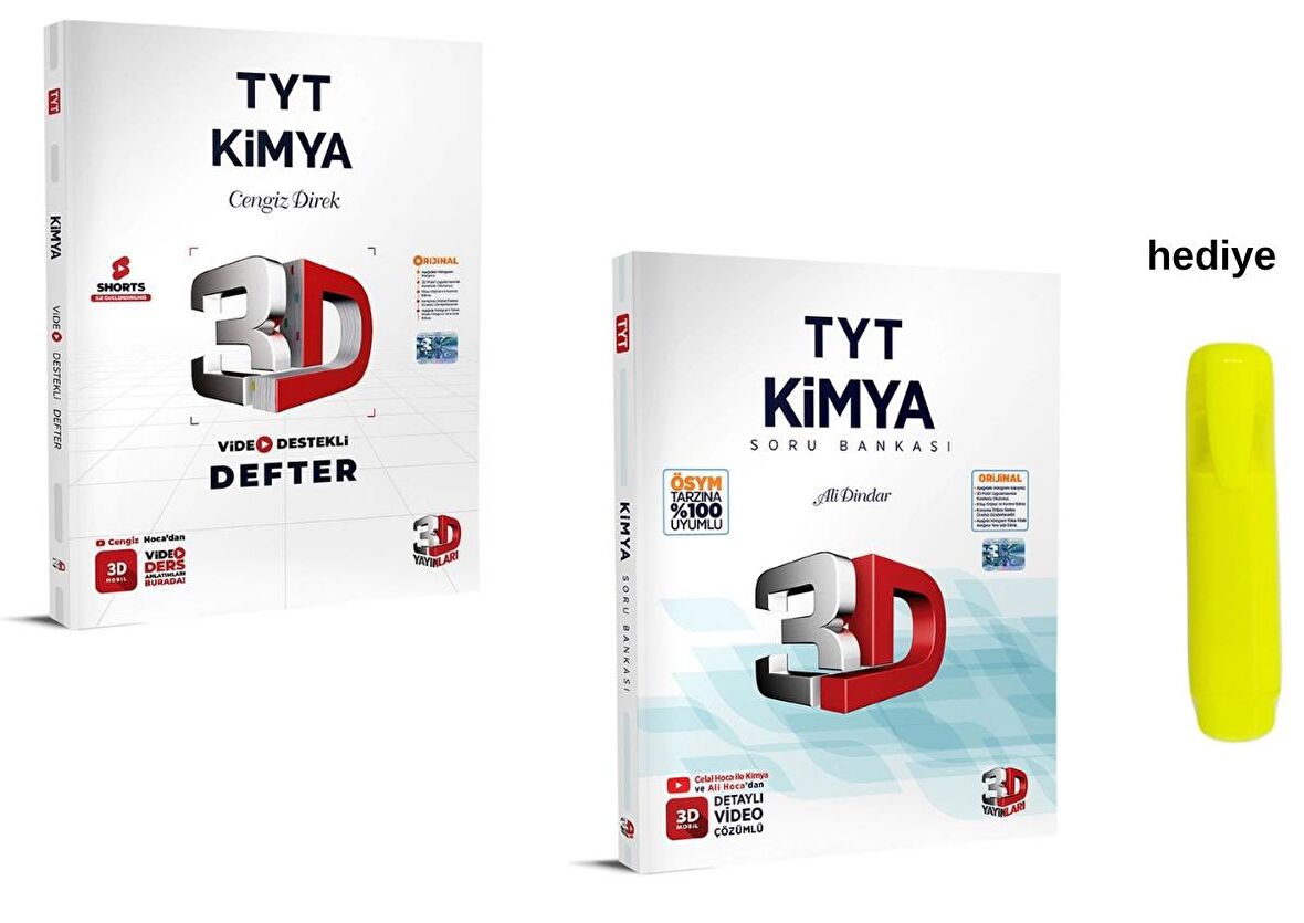 3D Yayınları Tyt Video Destekli Kimya Defter ve Soru Bankası Seti