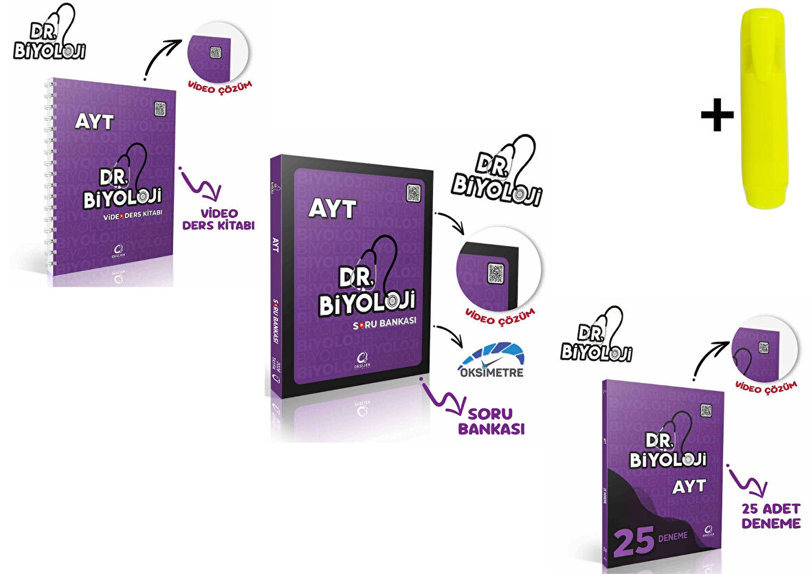 Dr. Biyoloji Ayt Video Ders Kitabı Soru Bankası Deneme Seti 3 Kitap