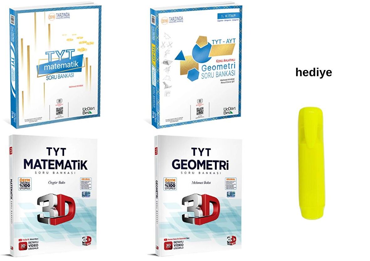 3D ve Üçdörtbeş TYT Matematik Geometri Soru Bankası Seti 4 Kitap