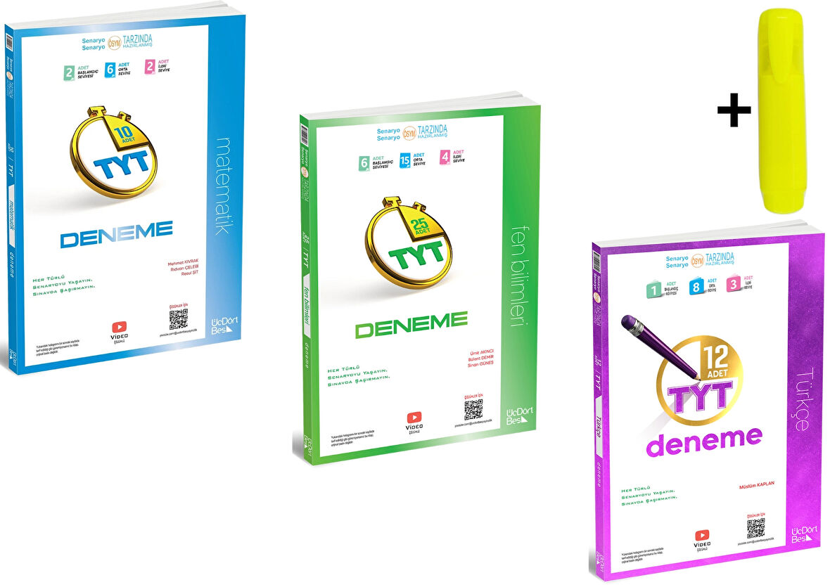 ÜçDörtBeş Yayınları TYT Matematik Fen Türkçe 2026 Deneme Seti Yeni