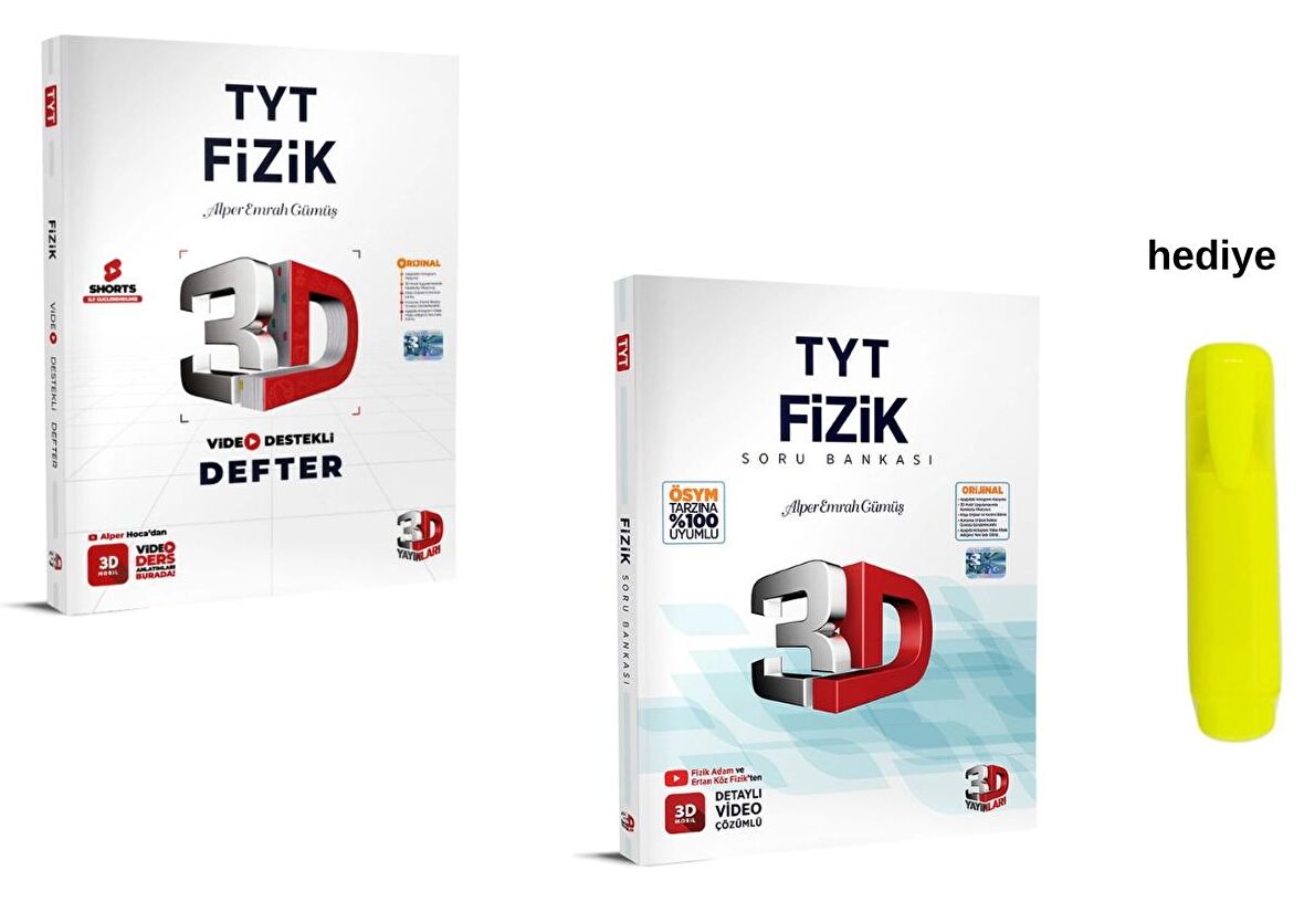 3D Yayınları Tyt Video Destekli Fizik Defter ve Soru Bankası Seti