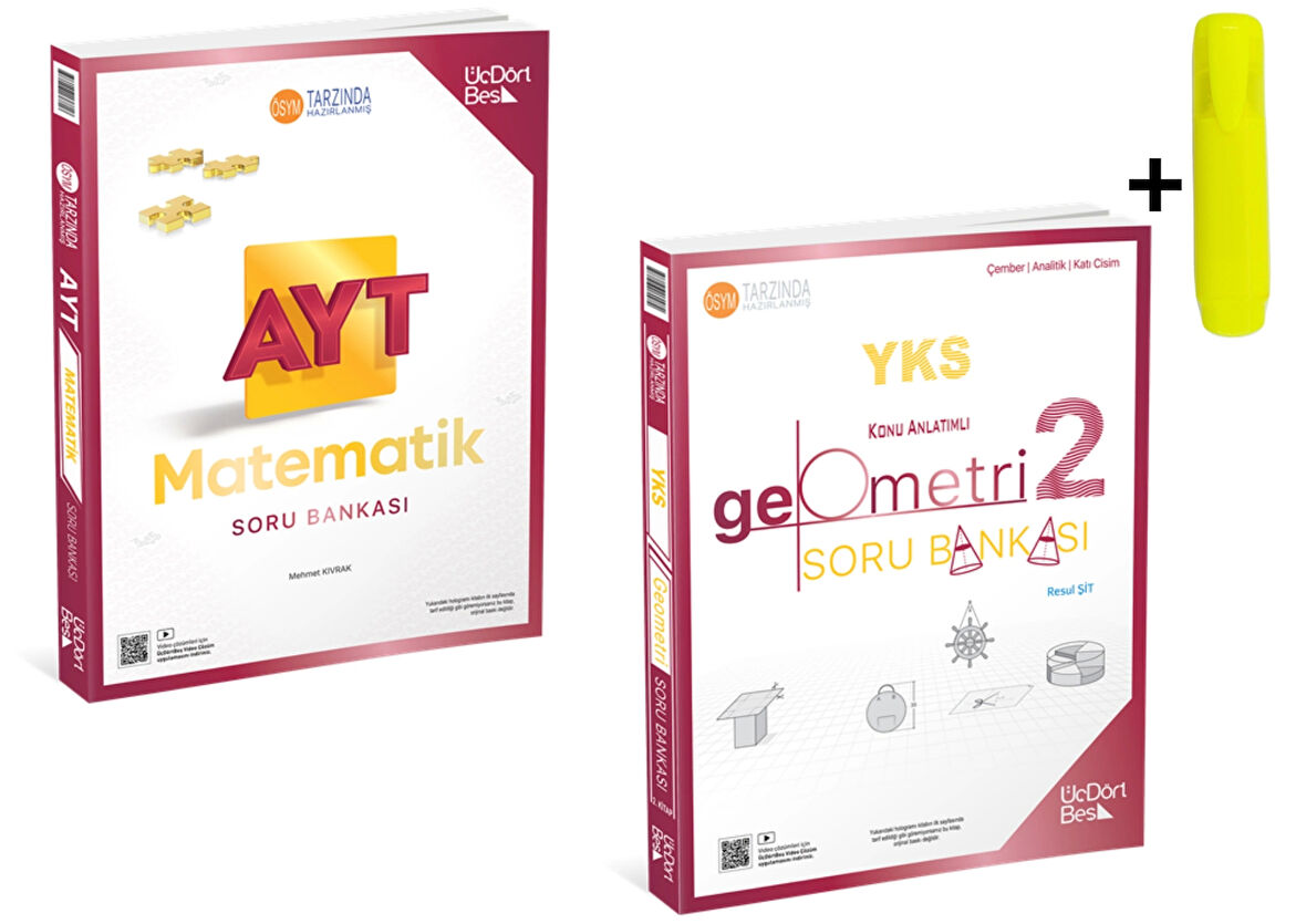 ÜçDörtBeş Yayınları AYT Matematik Geometri Soru Bankası Seti Yeni