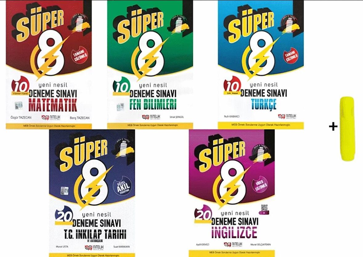 Süper 8. Sınıf Tüm Dersler Yeni Nesil Deneme Sınavı Seti 5 Kitap (MFTİİ)