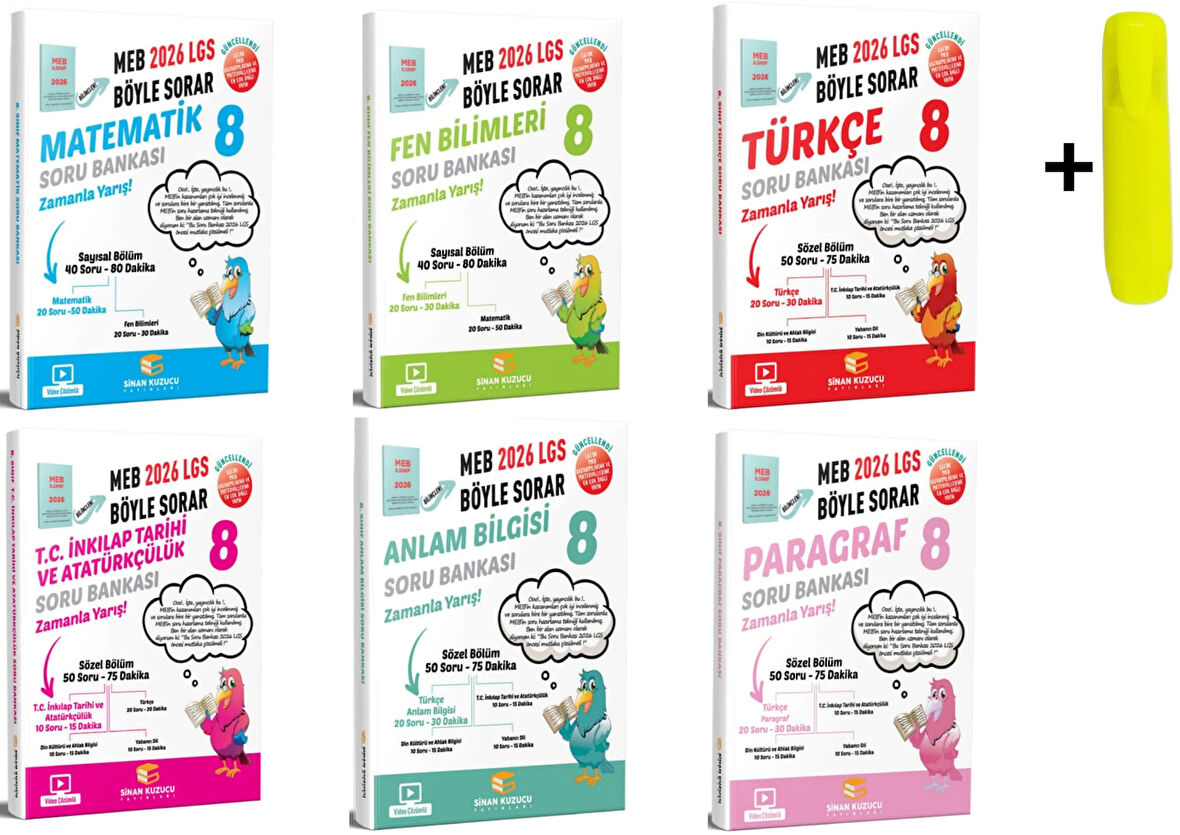 Sinan Kuzucu 8. Sınıf Matematik Fen Türkçe İnkılap Anlam Paragraf Soru Bankası 2026