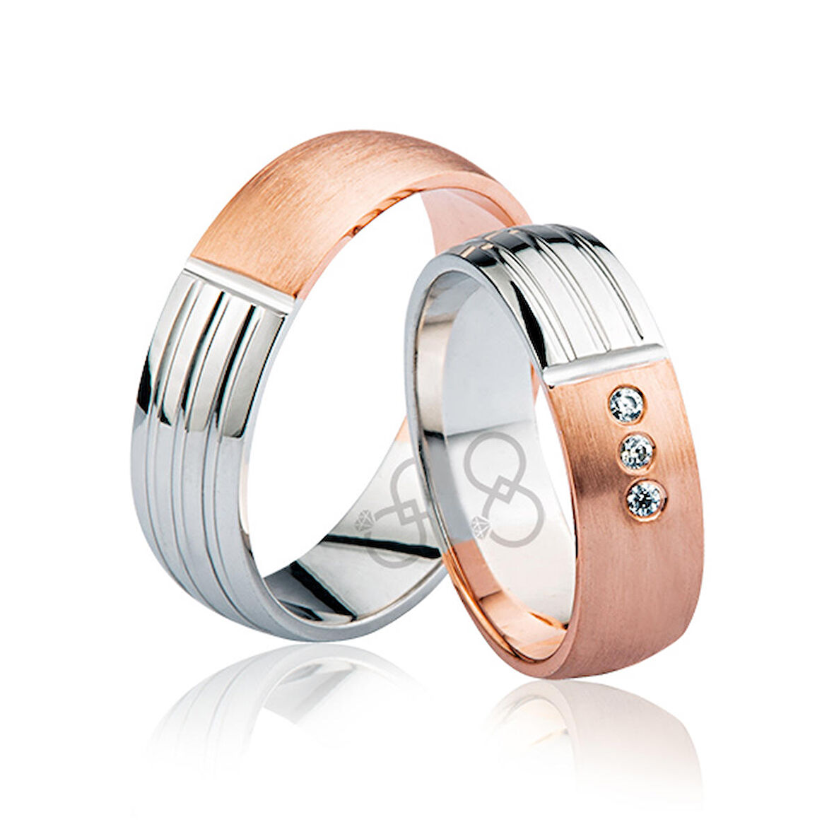 Rose Beyaz Çizgili Alyans 2603-1