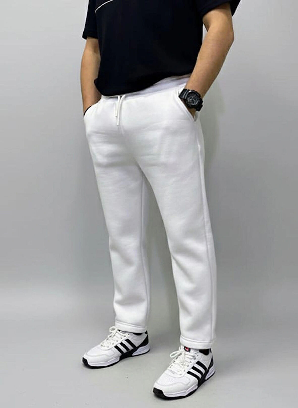 Kışlık 3 İp Şardonlu Düz Paça Tam Kalıp Eşofman Altı