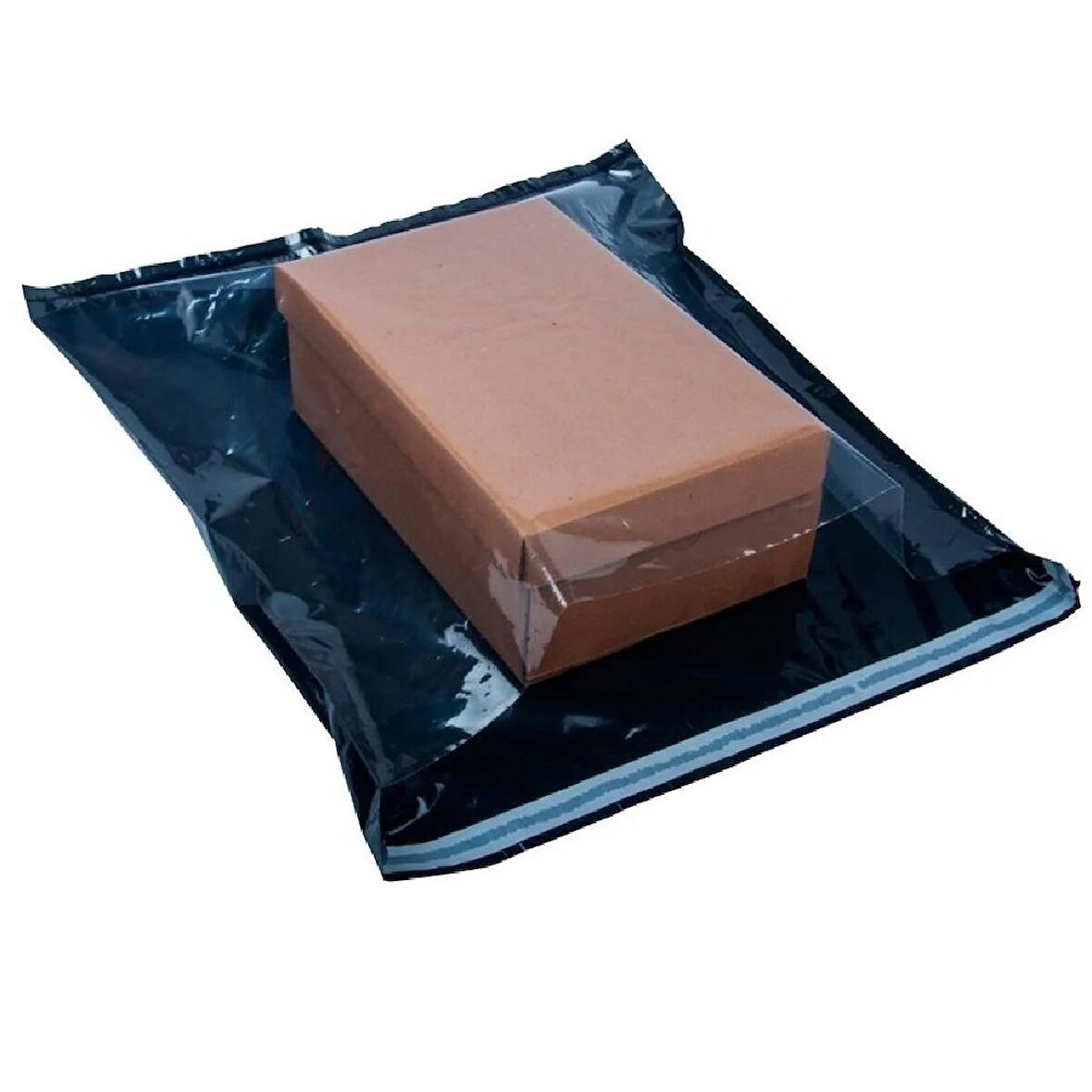 500 Adet Kargo Torbası Önyüz Şeffaf + Arka Siyah Battal Boy 45 x 55 + 5 cm 40 + 40 = 80 Mikron Kargo Poşeti