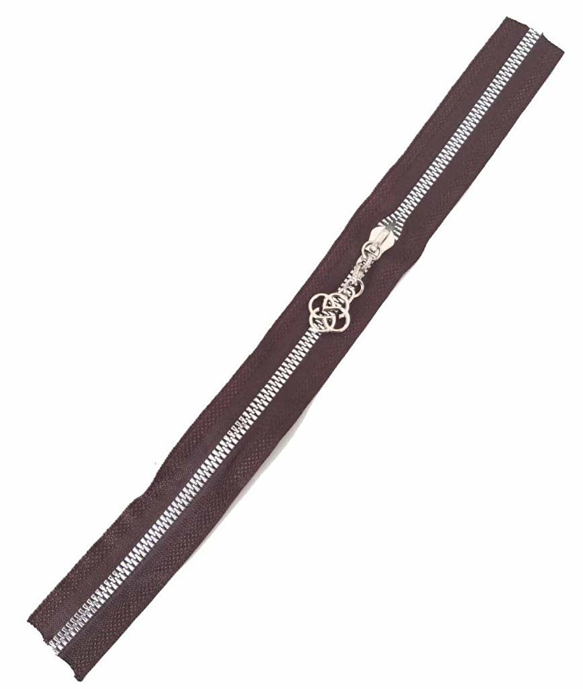 Başlıklı Fermuar 30 cm Gümüş Metal Koyu Vizon
