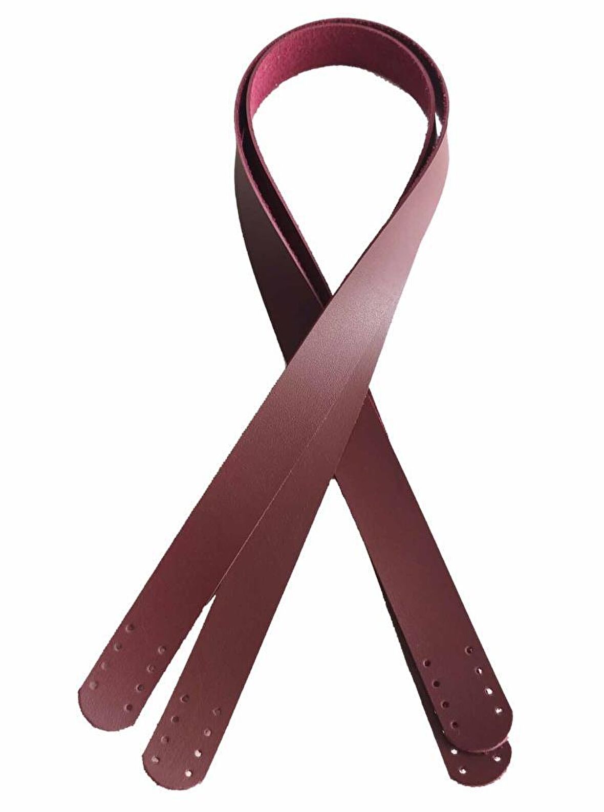 70x2.4 cm, Tek Kat Suni Deri Bordo Renk Çift Sap