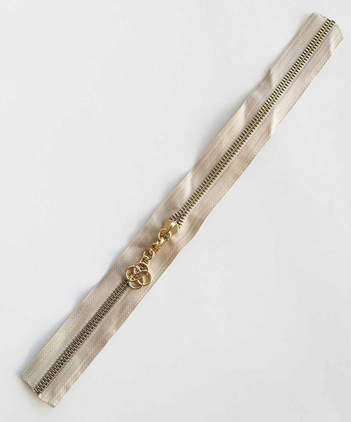 Başlıklı Fermuar 40 cm Light Gold Metal Bej