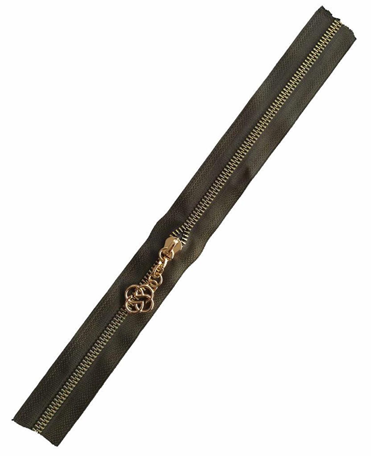 Başlıklı Fermuar 40 cm Light Gold Metal Haki