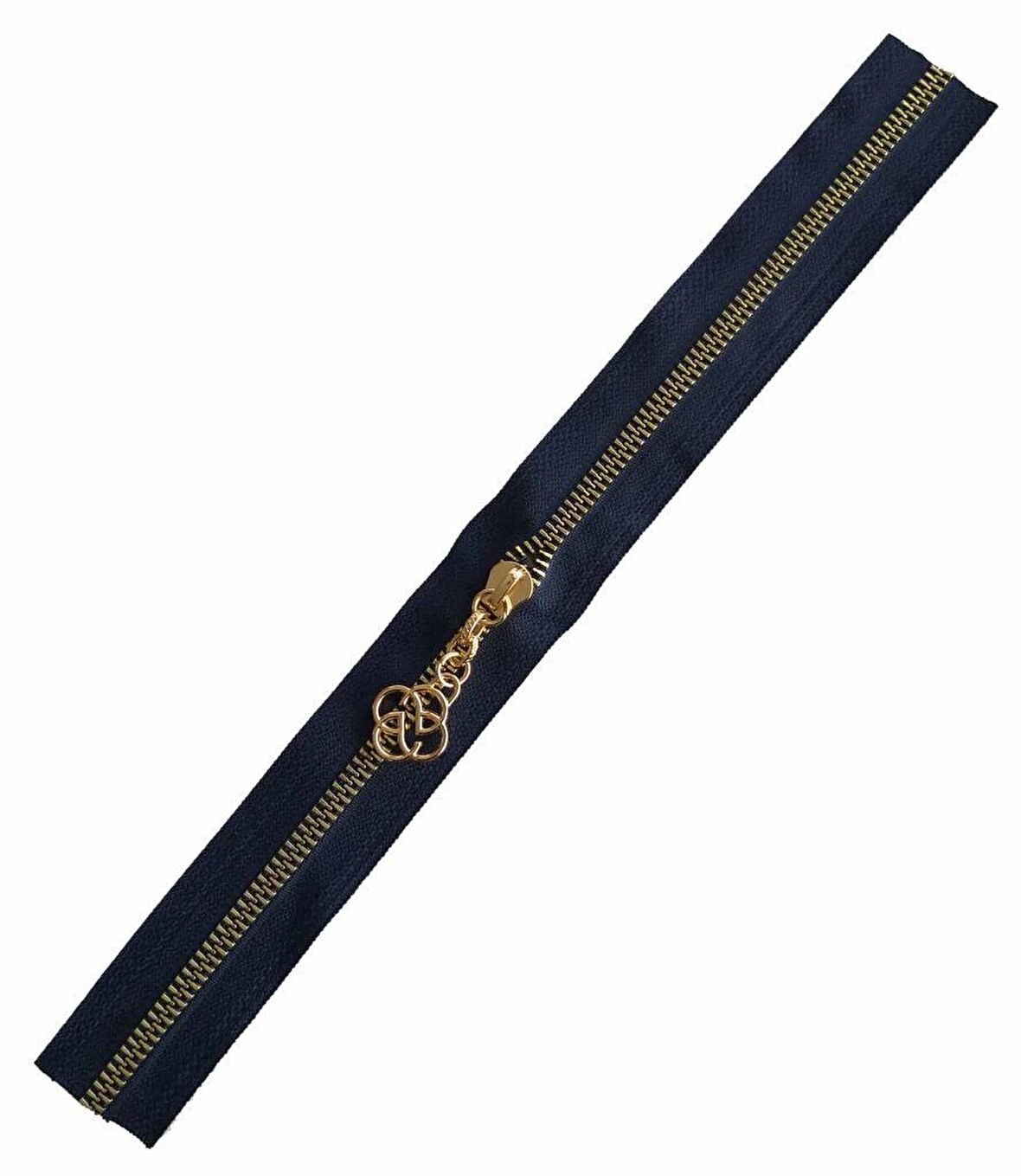 Başlıklı Fermuar 40 cm Light Gold Metal Lacivert