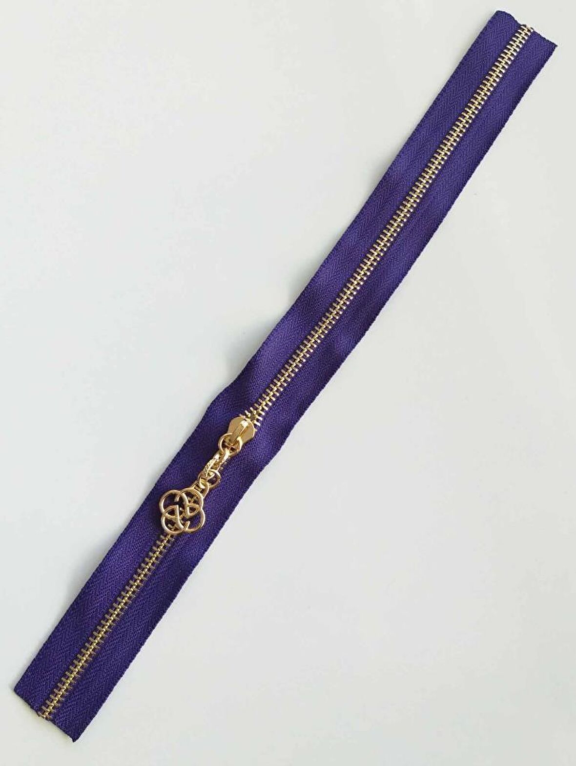 Başlıklı Fermuar 40 cm Light Gold Metal Mor