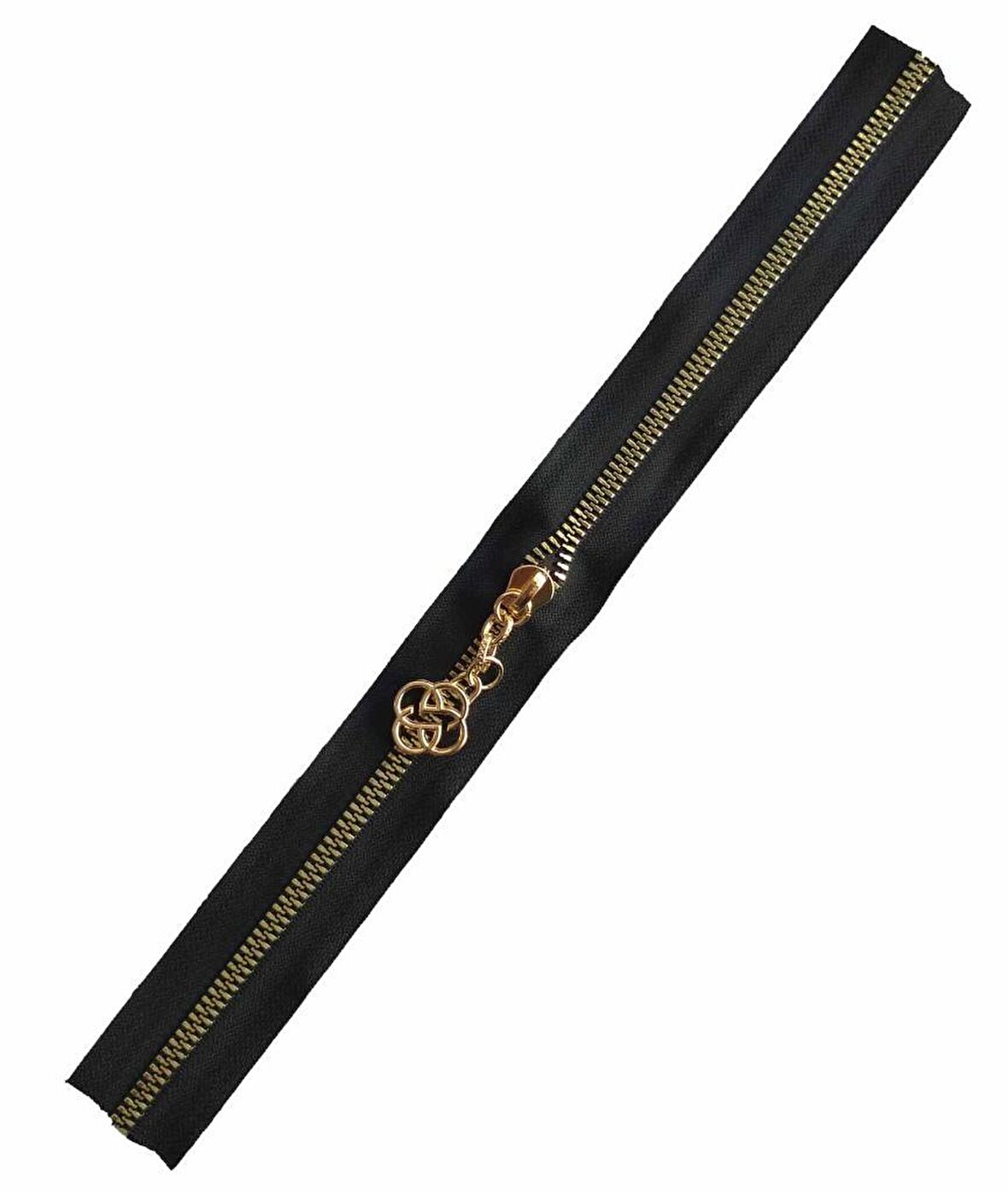 Başlıklı Fermuar 40 cm Light Gold Metal Siyah