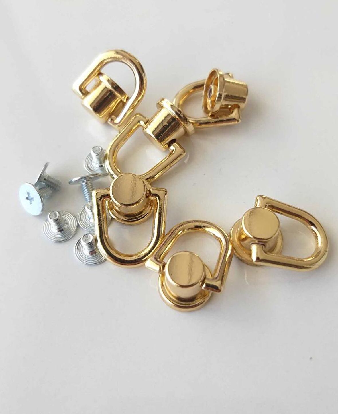 Light Gold Vidalı Askı Örgü Çanta İçin Büyük Boy 1 Adet