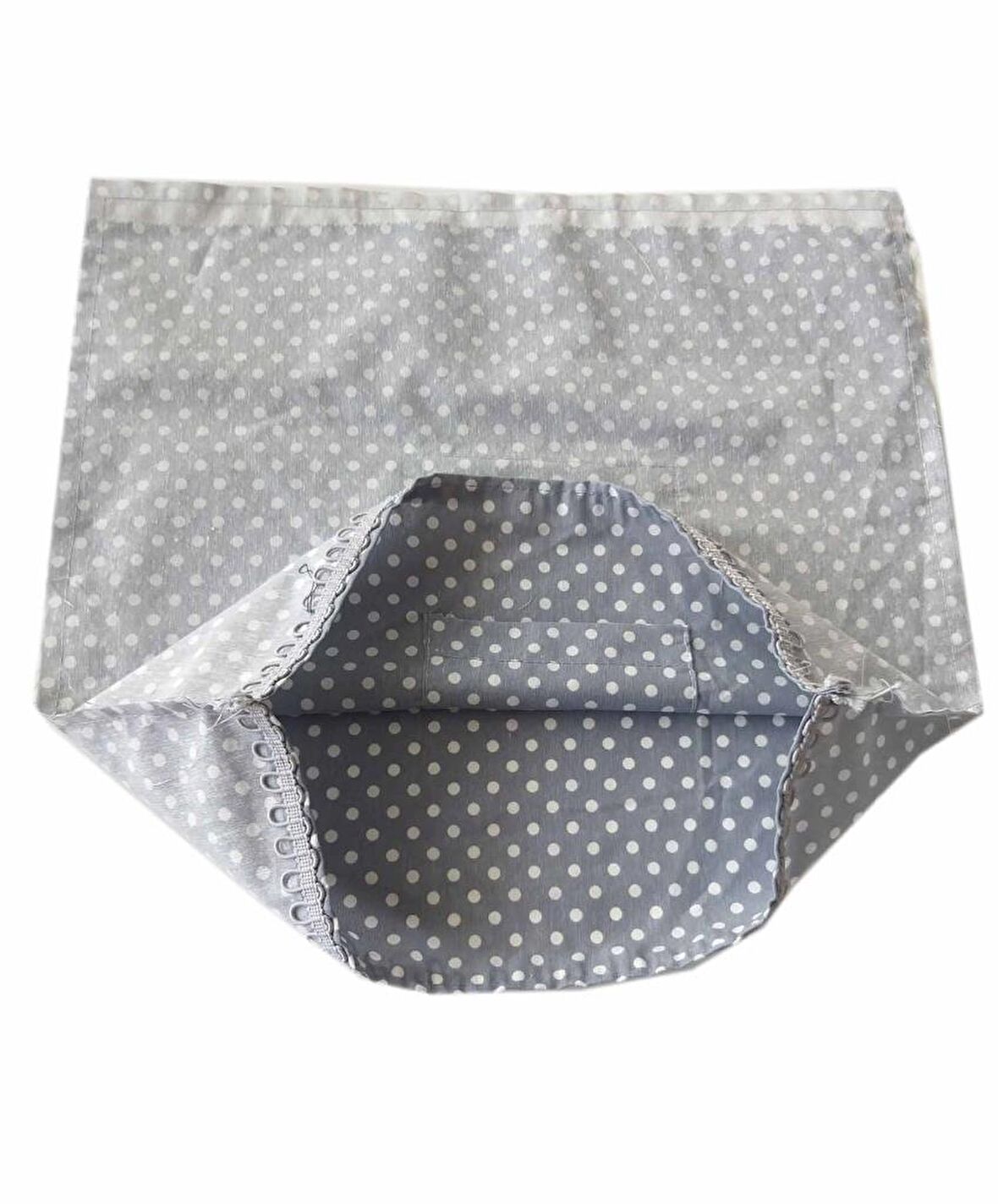 Fermuarsız 38x38 cm Dikilmiş Astar  Puantiye Açık Gri