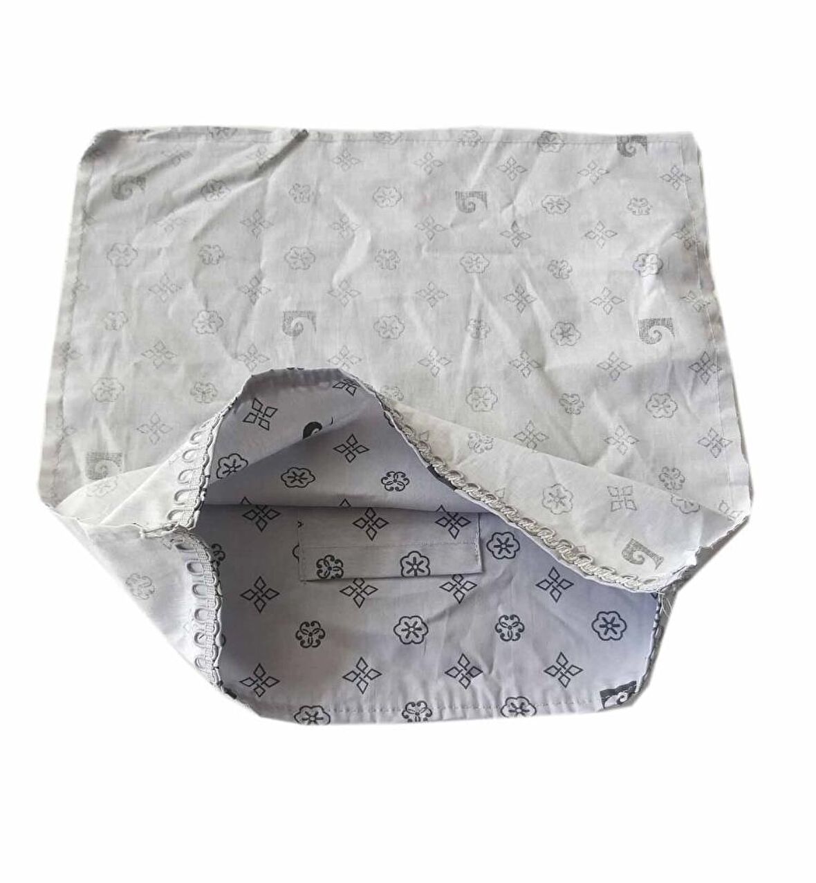 Fermuarsız 38x38 cm Dikilmiş Astar Açık Gri PC Desen