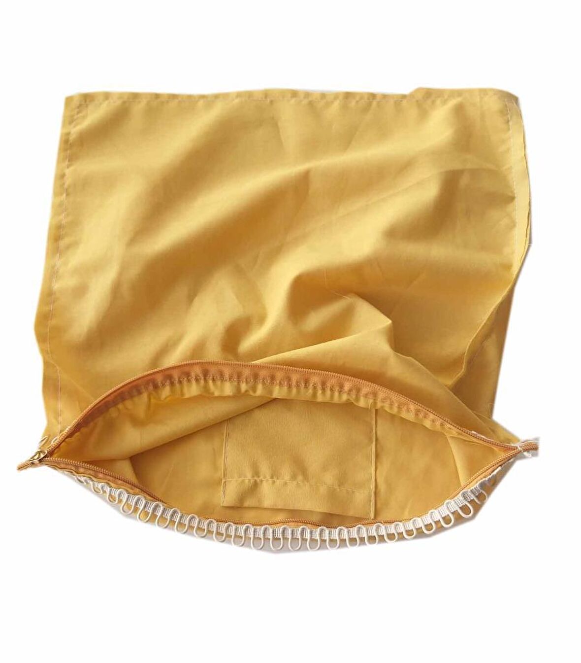 38x38 cm Dikilmiş Halde Fermuarlı Astar Hardal Sarı