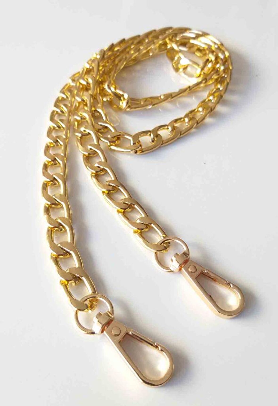 Light Gold Klasik İnce Çanta Zinciri Kancalı (100 cm)