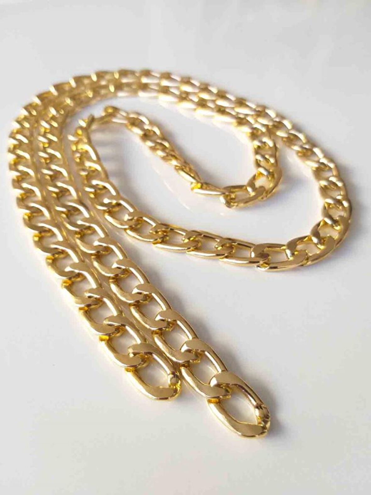 Light Gold Klasik İnce  Çanta Zinciri (120 cm)