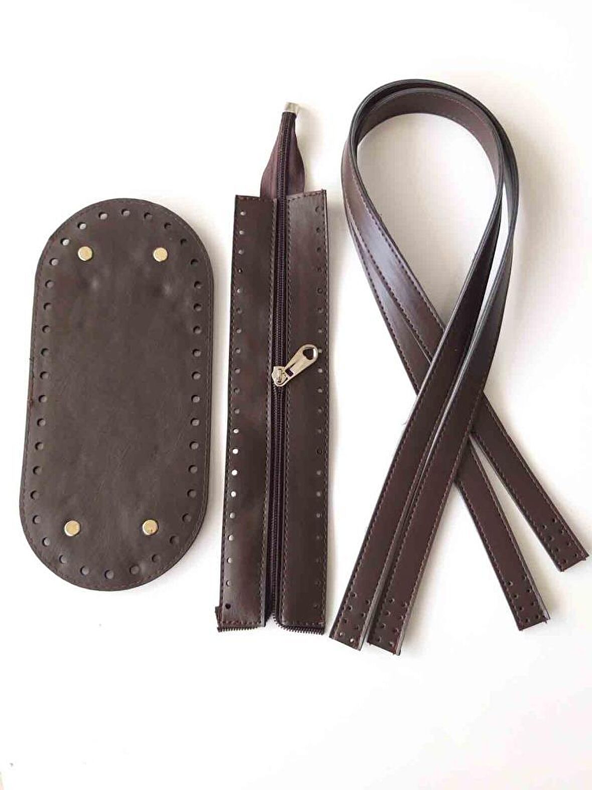 Sap Taban Fermuar Seti Koyu Kahve