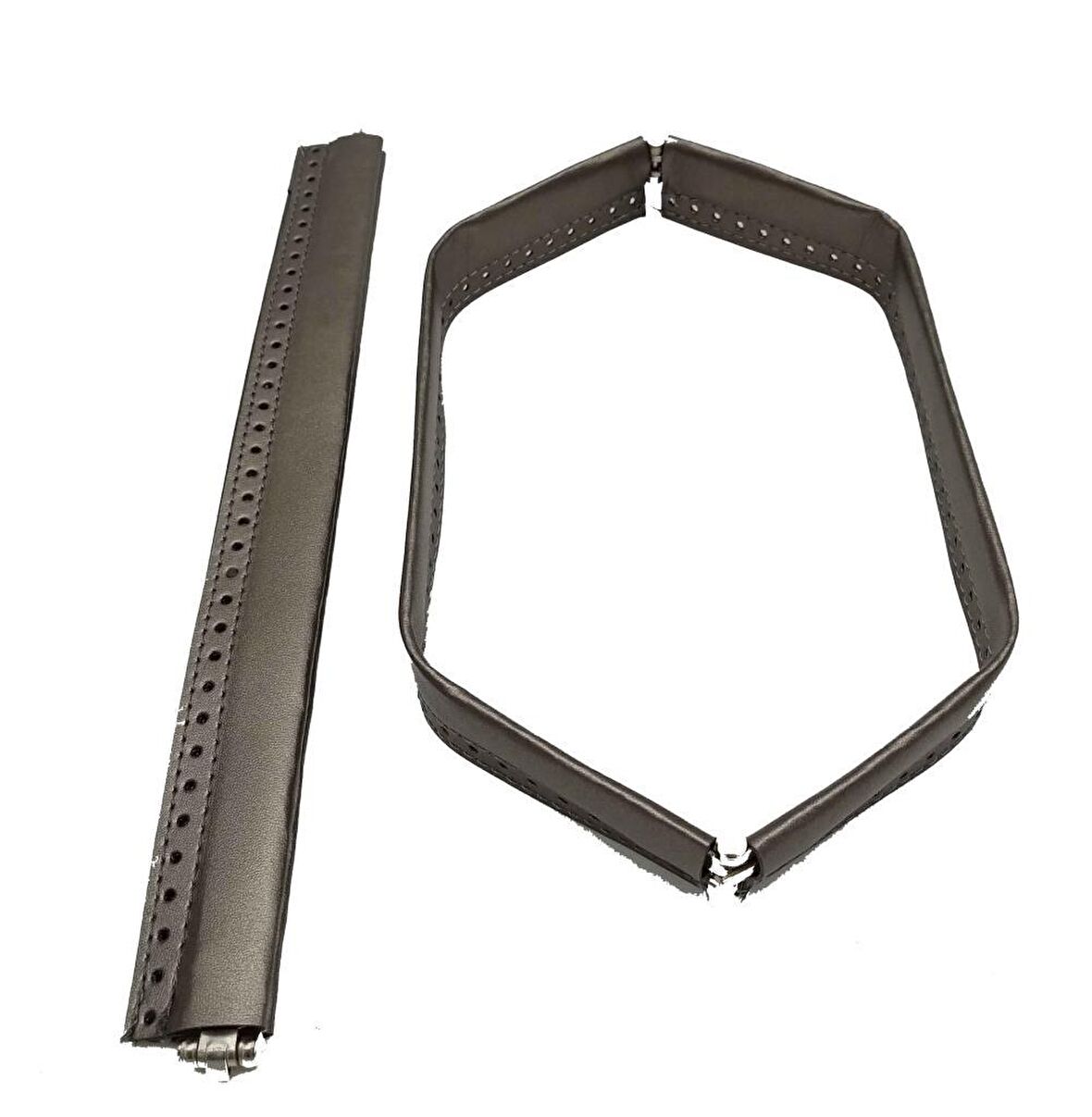 Gri Renk Derili Metal  Çanta Ağzı 30 cm