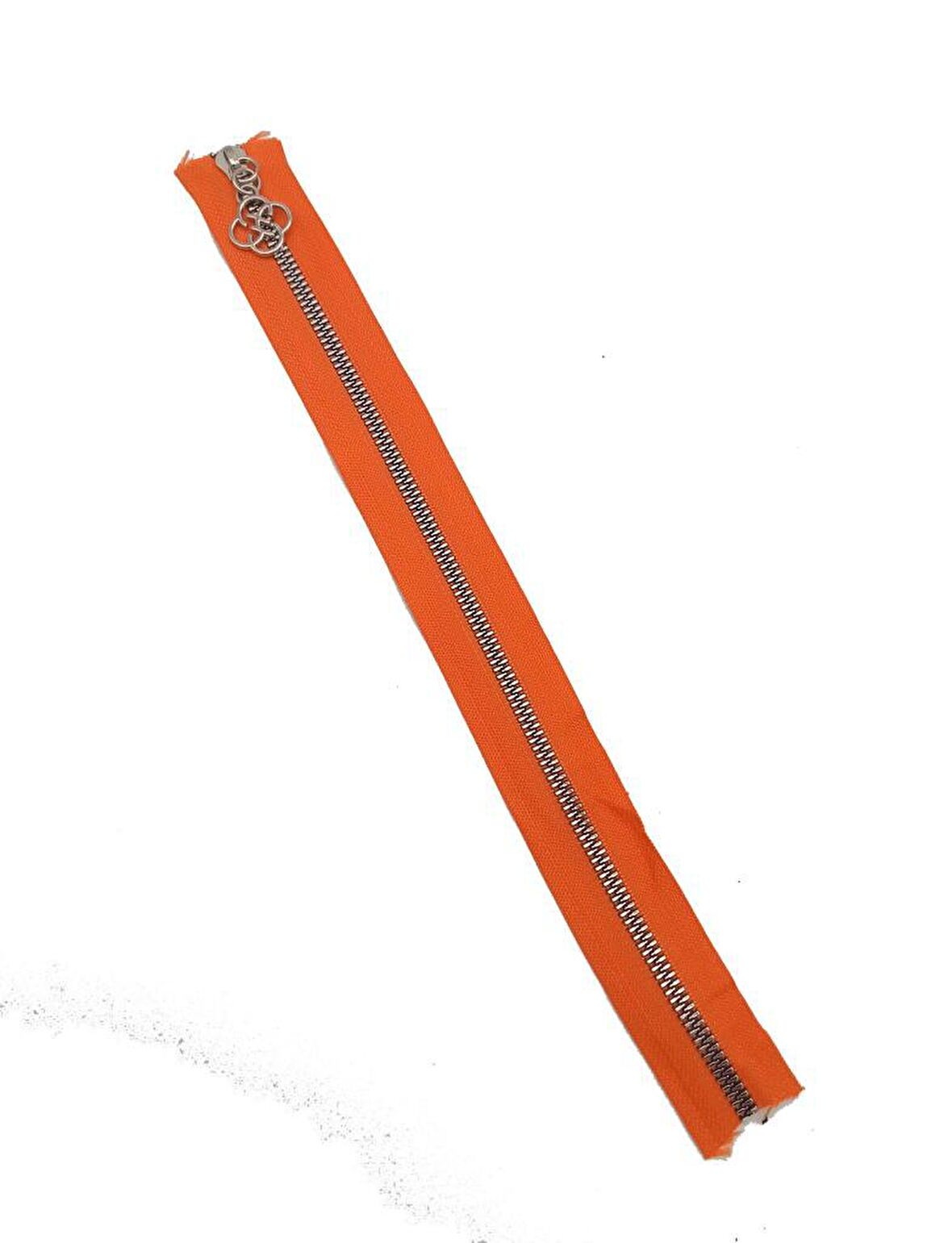Başlıklı Fermuar 30 cm Gümüş Metal Turuncu