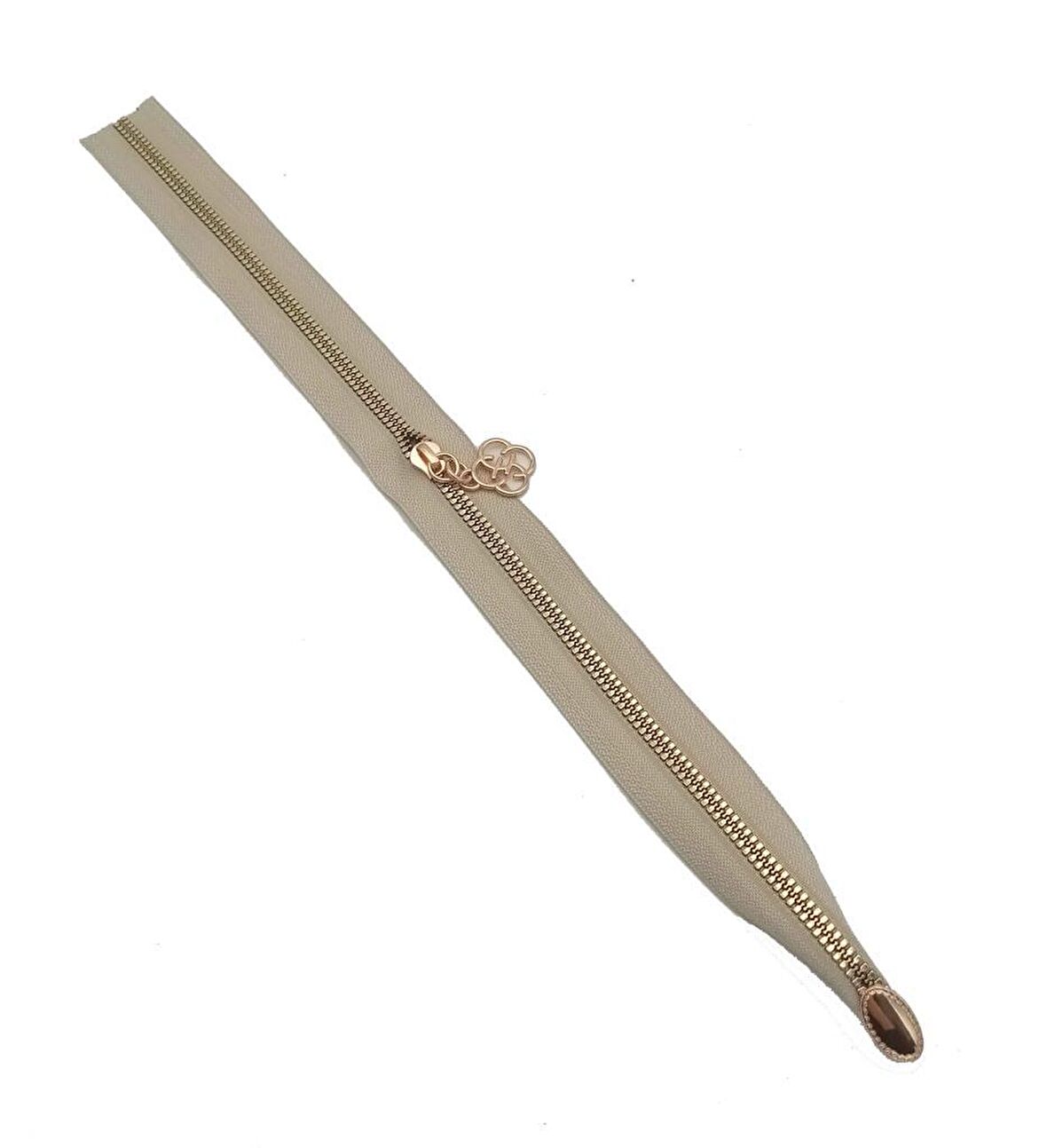 Tek Stoplu  45 Cm Fermuar Light Gold Metal Bej