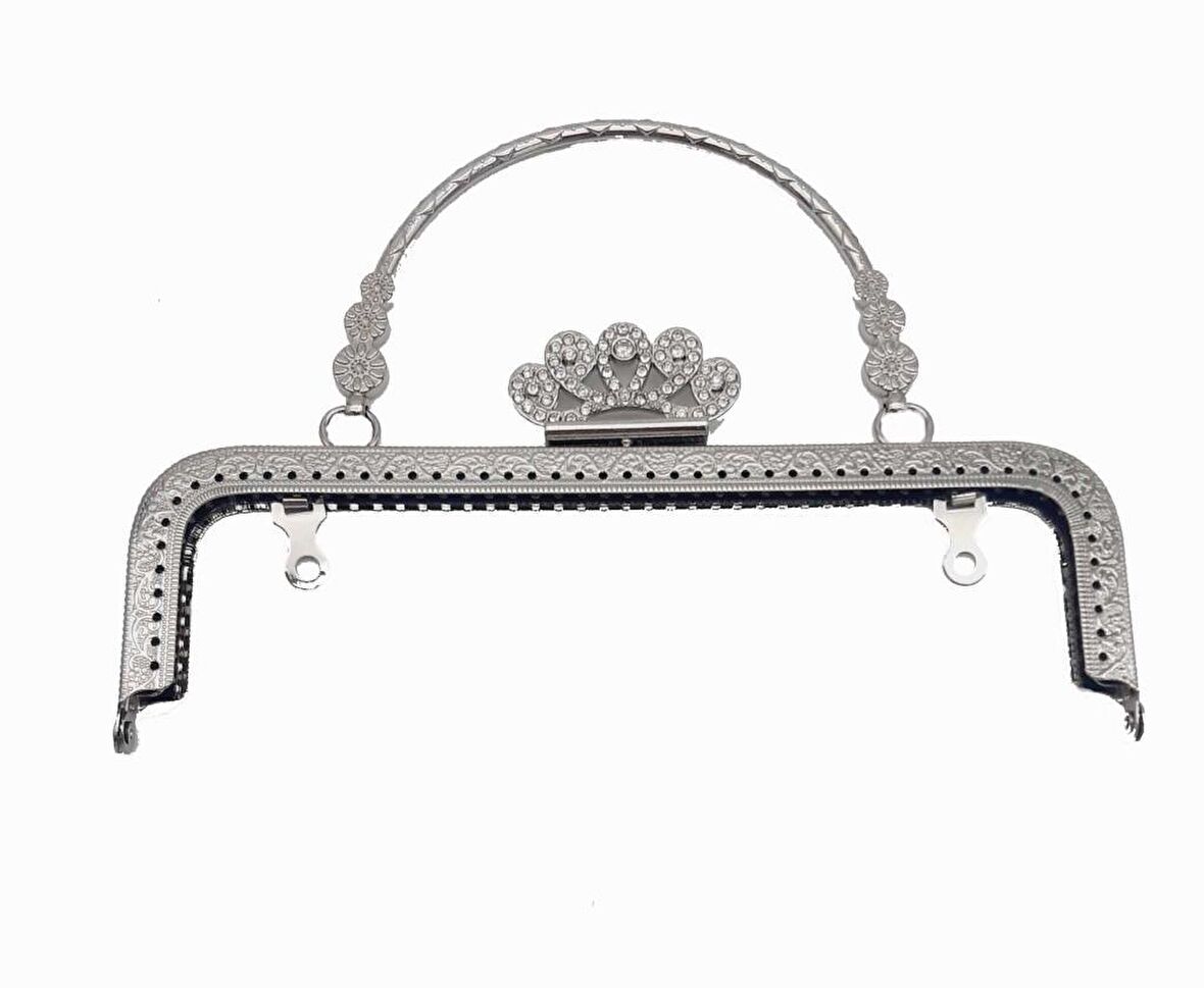 20 Cm Taç Model Gümüş Renk Çanta Klıpsi