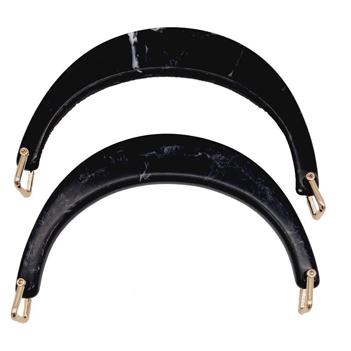 Halkalı Siyah Akrilik Mermer Desen Çanta Sapı