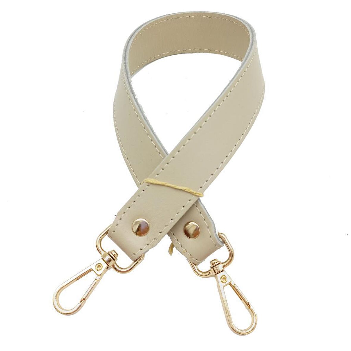 Gerçek Deri Çift Kat Dikişli Kısa Sap Krem